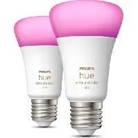 Bilde av Philips Hue White Color Ambiance E27 standardpære, 2-pak, 6,5W Lamper &amp; el > Lyskilder