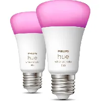 Bilde av Philips Hue White Color Ambiance E27 standardpære, 2-pak, 9W Lamper &amp; el > Lyskilder