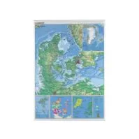 Bilde av Plakat Danmarkskort 97x137 cm lamineret Papir & Emballasje - Kart & plakater - Atlas og Kart