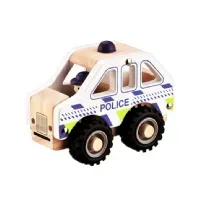 Bilde av Politibil i træ m. gummihjul/ Wooden police car w. rubber wheels Leker - Radiostyrt - Biler og utrykningskjøretøy