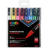 Bilde av Posca - PC3M - Fine Tip Pen - Basic Colors, 8 pc - Leker