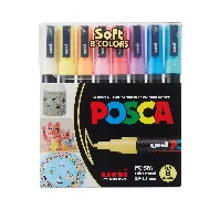 Bilde av Posca - PC3M - Fine Tip Pen - Soft Colors, 8 pc - Leker