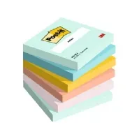 Bilde av Post-It 654-6-BEA, firkant, Blå, Grønn, Oransje, Rosa, Gult, Papir, 76 mm, 76 mm, 100 ark Papir & Emballasje - Blokker & Post-It - Legg det ut