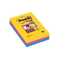 Bilde av Post-it blok Super Sticky ass. linieret 101x152mm 3blk/pak Papir & Emballasje - Blokker & Post-It - Notatbøker