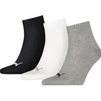 Bilde av Puma Unisex Quarter Plain sokker 3 par grå hvit sort 271080001 882 39-42 Klær og beskyttelse - Arbeidsklær - Sokker