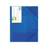 Bilde av Q-Connect Folder med elastisk bånd PP, A4, 400 mikron, 3-blads, gjennomsiktig blå Arkivering - Elastikmapper & Chartekker - Andre
