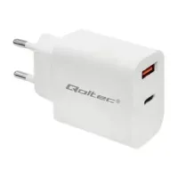Bilde av Qoltec Mains charger - Strømadapter - 18 watt - 3 A - PD, QC 3.0 (USB, 24 pin USB-C) - hvit Tele & GPS - Batteri & Ladere - Ladere