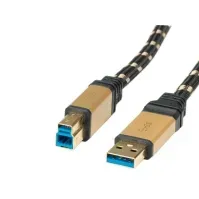 Bilde av ROLINE 11.02.8900, 0,8 m, USB A, USB B, USB 3.2 Gen 1 (3.1 Gen 1), Hankjønn/hankjønn, Svart, Gull PC tilbehør - Kabler og adaptere - Datakabler