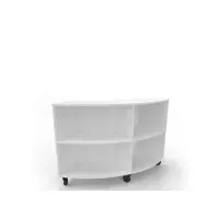 Bilde av Reol Stig i hvid laminat 4-rum buet 90° med hjul interiørdesign - Stoler & underlag - Tilbehør