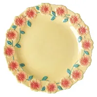 Bilde av Rice - Ceramic Dinner Plate with Embossed Flower Design - Creme - Hjemme og kjøkken
