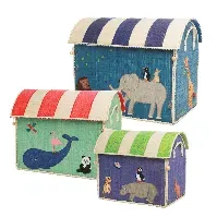 Bilde av Rice - Large Set of 3 Toy Baskets - Animal Theme - Baby og barn