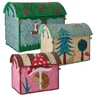 Bilde av Rice - Large Set of 3 Toy Baskets Happy Forest Theme - Baby og barn