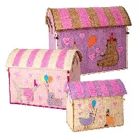 Bilde av Rice - Large Set of 3 Toy Baskets - Pink Party - Baby og barn