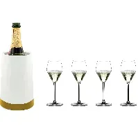 Bilde av Riedel Summer Set Prosecco glass med vinkjøler, hvit/gull Champagneglass