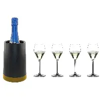 Bilde av Riedel Summer Set Prosecco med vinkjøler, svart/gull Champagneglass