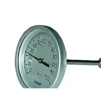 Bilde av SØRENSEN & KOFOED Rüger termometer type TCH. 0-120° Ø65. 50MM føler. Klasse 1. Følerhus i rustfri AISI 304, bagudvendt føler. Excl føler lomme Diverse rørleggerarbeid