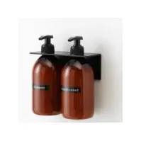 Bilde av Sæbeholder til væg sort - til 2 flasker Rengjøring - Personlig Pleie - Såpe & dispensere
