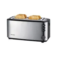 Bilde av SEVERIN AT 2509 - Brødrister - 4 skive - 2 Spor - børstet rustfritt stål / svart Kjøkkenapparater - Brød og toast - Brødristere