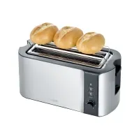 Bilde av SEVERIN AT 2590 - Brødrister - 4 skive - 2 Spor - børstet rustfritt stål / svart Kjøkkenapparater - Brød og toast - Brødristere