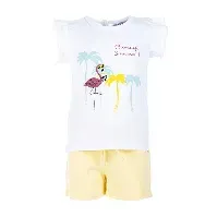 Bilde av Salto Flamingo Shorts Sett Hvit - Gul - Babyklær
