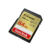 Bilde av SanDisk Extreme - Flashhukommelseskort - 64 GB - Video Class V30 / UHS-I U3 / Class10 - SDXC UHS-I Foto og video - Foto- og videotilbehør - Minnekort