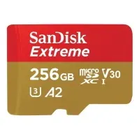 Bilde av SanDisk Extreme - Flashminnekort (microSDXC til SD-adapter inkludert) - 256 GB - A2 / Video Class V30 / UHS-I U3 / Class10 - microSDXC UHS-I Foto og video - Foto- og videotilbehør - Minnekort