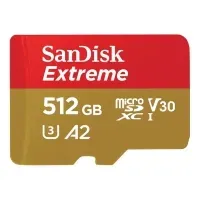 Bilde av SanDisk Extreme - Flashminnekort (microSDXC til SD-adapter inkludert) - 512 GB - A2 / Video Class V30 / UHS-I U3 / Class10 - microSDXC UHS-I Foto og video - Foto- og videotilbehør - Minnekort
