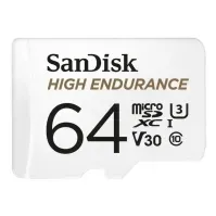 Bilde av SanDisk High Endurance - Flashminnekort (microSDXC til SD-adapter inkludert) - 64 GB - Video Class V30 / UHS-I U3 / Class10 - microSDXC UHS-I Foto og video - Foto- og videotilbehør - Minnekort