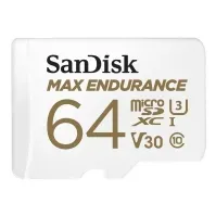 Bilde av SanDisk Max Endurance - Flashminnekort (microSDXC til SD-adapter inkludert) - 64 GB - Video Class V30 / UHS-I U3 / Class10 - microSDXC UHS-I Foto og video - Foto- og videotilbehør - Minnekort
