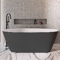 Bilde av Sanipro Dino Frittstående Badekar 169 - Solid Surface Svart Matt / 169cm Frittstående badekar