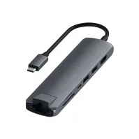 Bilde av Satechi USB-C Slim Multi-Port with Ethernet Adapter - Dokkingstasjon - USB-C - HDMI - 1GbE PC & Nettbrett - Bærbar tilbehør - Portreplikator og dokking