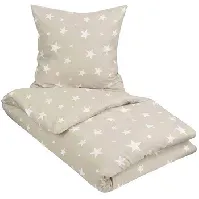 Bilde av Sengetøy - 200x220 cm - Sengesett med stjerner - Sand - Mikrofiber Sengetøy , Dobbelt sengetøy , Dobbelt sengetøy 200x220 cm
