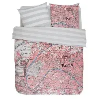 Bilde av Sengetøy - 140x200 cm - Paris Citymap - 2 i 1 design - 100% bomull - Covers &amp; Co Sengetøy ,  Enkelt sengetøy , Enkelt sengetøy 140x200 cm