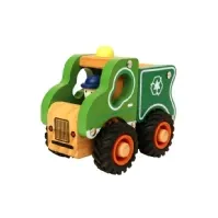 Bilde av Skraldevogn i træ m. gummihjul/ Wooden garbage truck w. rubber wheels Leker - Radiostyrt - Biler og utrykningskjøretøy