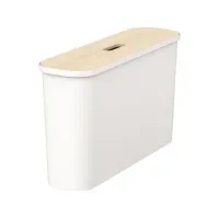 Bilde av SmartStore Collect Slim 46 L with plywood cover, white Rengjøring - Avfaldshåndtering - Bøtter & tilbehør