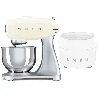 Bilde av Smeg Kjøkkenmaskin med iskremmaskin, creme/stål Ismaskin