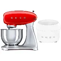 Bilde av Smeg Kjøkkenmaskin med iskremmaskin, rød/stål Ismaskin