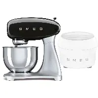 Bilde av Smeg Kjøkkenmaskin med iskremmaskin, svart/stål Ismaskin