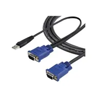 Bilde av StarTech.com 10 ft Ultra Thin USB VGA 2-in-1 KVM Cable - VGA KVM Cable - USB KVM Cable - KVM Switch Cable (SVECONUS10) - Video- / USB-kabel - USB, HD-15 (VGA) (hann) til HD-15 (VGA) (hann) - 3.05 m - svart - for P/N: CAB831HDU, RACKCONS1908, SV1631DUSBUK,