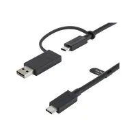 Bilde av StarTech.com 3ft (1m) USB C Cable w/ USB-A Adapter Dongle, Hybrid 2-in-1 USB C Cable w/ USB-A | USB-C to USB-C (10Gbps/100W PD), USB-A to USB-C (5Gbps), USB-A Host to USB-C DisplayLink Dock - Ideal for Hybrid Dock (USBCCADP) - USB-kabel - 24 pin USB-C (ha