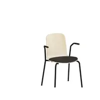 Bilde av Stol Add 5901 birk laminat, polstret sæde i beige tekstil, hvidt stel Barn & Bolig - Møbler - Stoler
