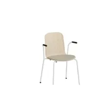 Bilde av Stol Add 5901 hvidpigmenteret eg, polstret sæde i beige tekstil, hvidt stel glans 10 Barn & Bolig - Møbler - Stoler