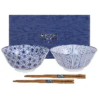 Bilde av Tokyo Design Studio Nippon Blue skålsett med spisepinner Skålsett