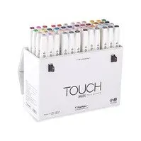 Bilde av Touch Brush Marker 48stk i gaveæske, pensel + medium kantet spids Skriveredskaper - Markør - Permanenttusj