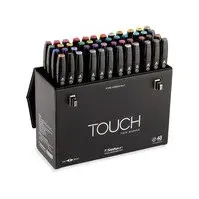 Bilde av Touch Twin Marker 48stk i gaveæske, rund + kantet spids Skriveredskaper - Markør - Permanenttusj
