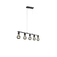 Bilde av Trio Lighting Vannes langbordspendel, 5 lamper, sort Langbordspendel
