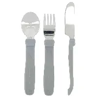 Bilde av Twistshake - Learn Cutlery Stainless Steel 12+m Pastel Grey - Baby og barn