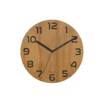 Bilde av Unilux Palma, Vegg, Quartz clock, Rund, Bamboo, Tre, Retro interiørdesign - Tilbehør - Veggklokker