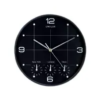 Bilde av Vægur Unilux On-Time sort ø30,5cm 4 tidszoner interiørdesign - Tilbehør - Veggklokker