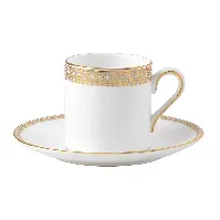 Bilde av Wedgwood Vera Wang Lace Gold Kaffekopp med Skål Hjem og hage - Kjøkken og spisestue - Servise og bestikk - Drikkeglass - Kaffe- og tekopper